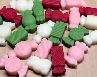 Caramelle natalizie (2,5 oz) Cera di soia alla menta piperita: decorazioni profumate per le feste natalizie.