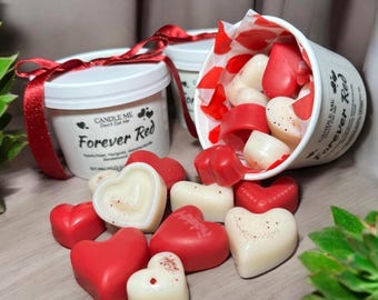Forever Red Valentine hearts wax melt, natural soy wax, highly sweet scents, valentine home decor, gift ideas.