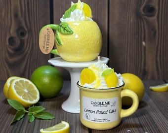 Candela per tazza da caffè espresso a forma di torta al limone, candele di soia fatte a mano.