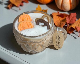 Candela Pumpkin Pretzel Latte: cera di soia naturale altamente profumata, decorazione autunnale