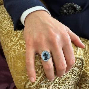 Bague sceau en taille-douce Sardonyx, choisissez une gravure personnalisée ou un modèle en stock, chevalière ovale fabriquée à la main