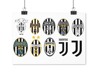 Logo de l'histoire de la Juventus, Armoiries, Ligue des Champions, Stade Allianz, Affiches roulées, Serie A, Club de Football, Calcio, Stade de la Juventus