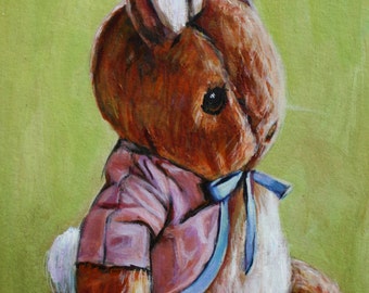 Peter Rabbit Nursery Art Giclee Print of Original Painting 8x10