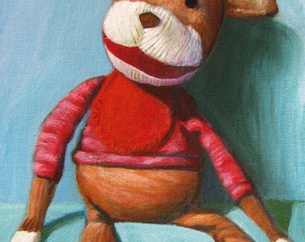 Sock Monkey Print 8"x10" Nursery Art