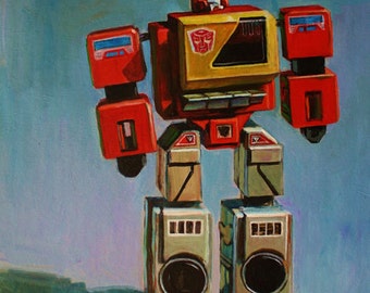 PRINT - 8"x10" Transformers "Blaster" Vintage Toy Giclee Print of Original Painting