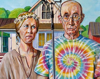 11x14 PRINT - American Gothic Grateful Dead Tapers  print of original painting