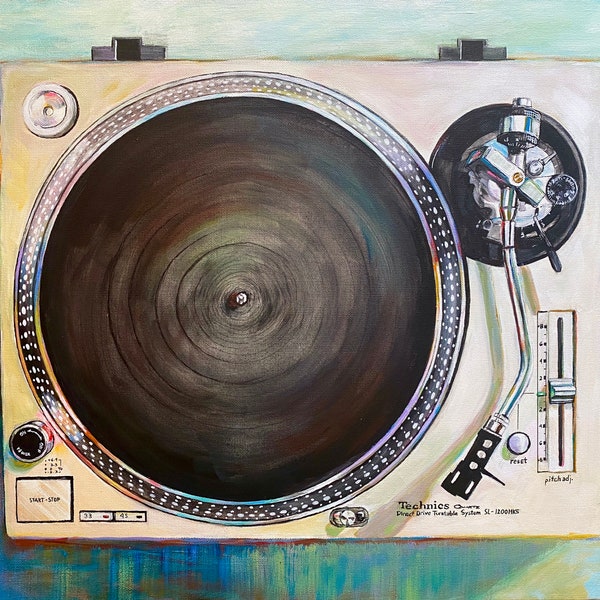 10x12 print of original painting Technics 1200 Turntable