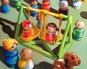 PRINT - It Takes a Village - 10x10 print of original painting