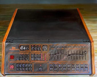 10x10 PRINT of original painting - LM-1 Drum Machine