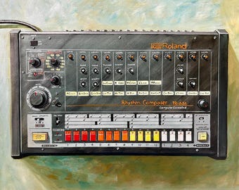 PRINT - Classic Roland 808 Drum Machine (version 2) 8x10 print of original painting