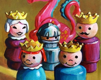 Fisher Price Little People Royal Family 8x10 giclee print of original painting