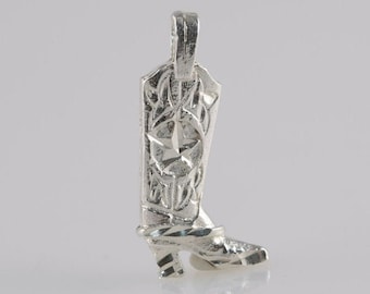 COWBOY BOOT Sterling Silver Pendant