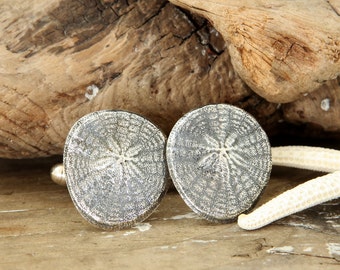 SAND DOLLAR Fine Silver Cufflinks (Ready to Ship)