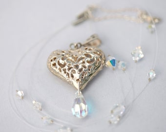 With ALL My HEART Sterling Silver And Swarovski ILLUSION Necklace (Ready to Ship)