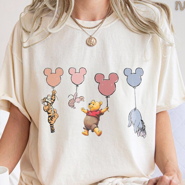 Pooh shirt | Comfort Colors®| Winnie The Pooh Shirt, Pooh and Friends Balloons Shirt, Disney Pooh T Shirt, custom Pooh Bear, Piglet Gifts