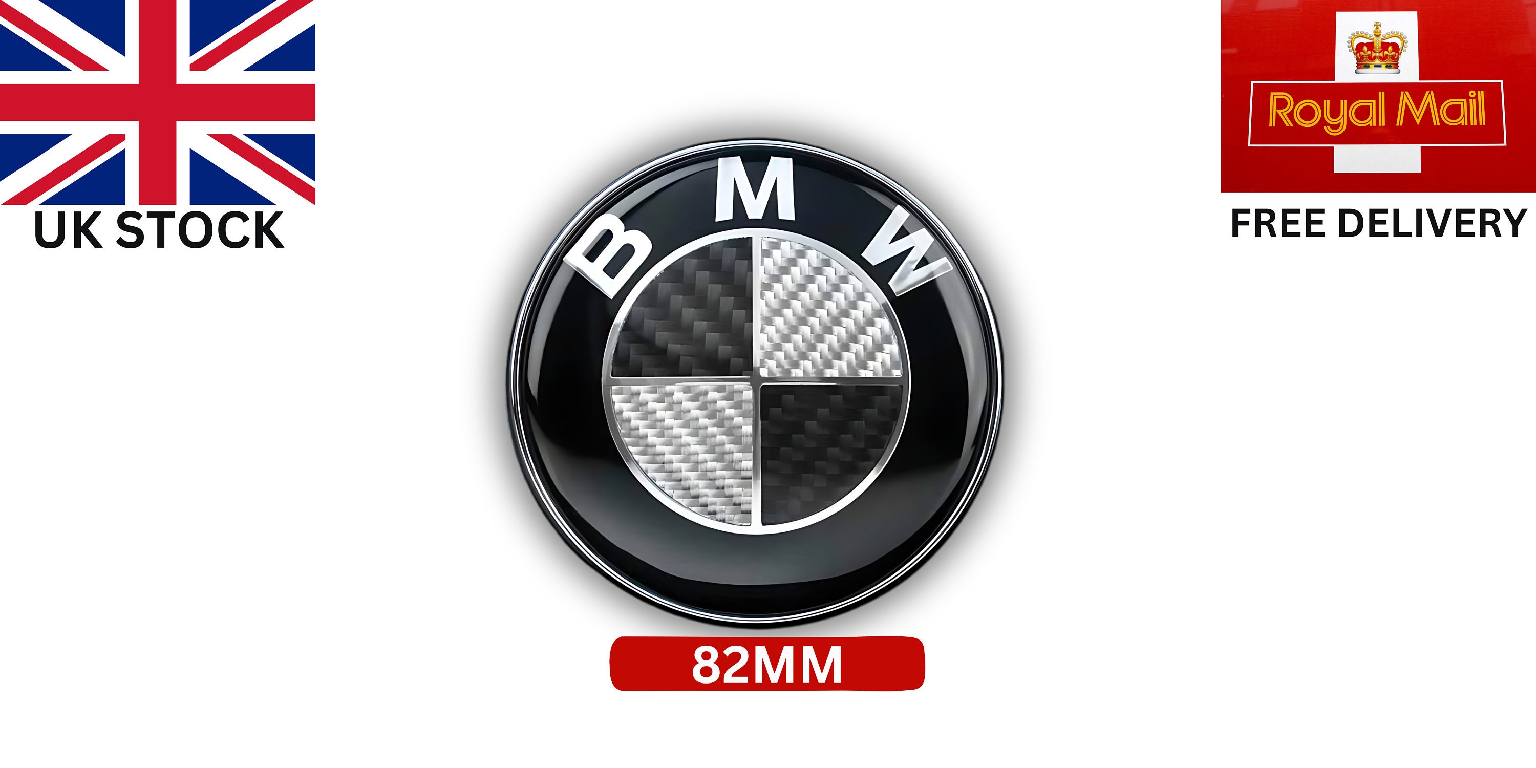 BMW EMBLEM 82MM NEW Badge Hood Carbon Black M Performance 1/3/5/6/7/8/X ...