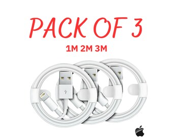 3 Pack - 1m iPhone iPad Cable USB Charger Data Sync Cable Lightning Wire  X XS XR 11 12 13 14 Pro Max