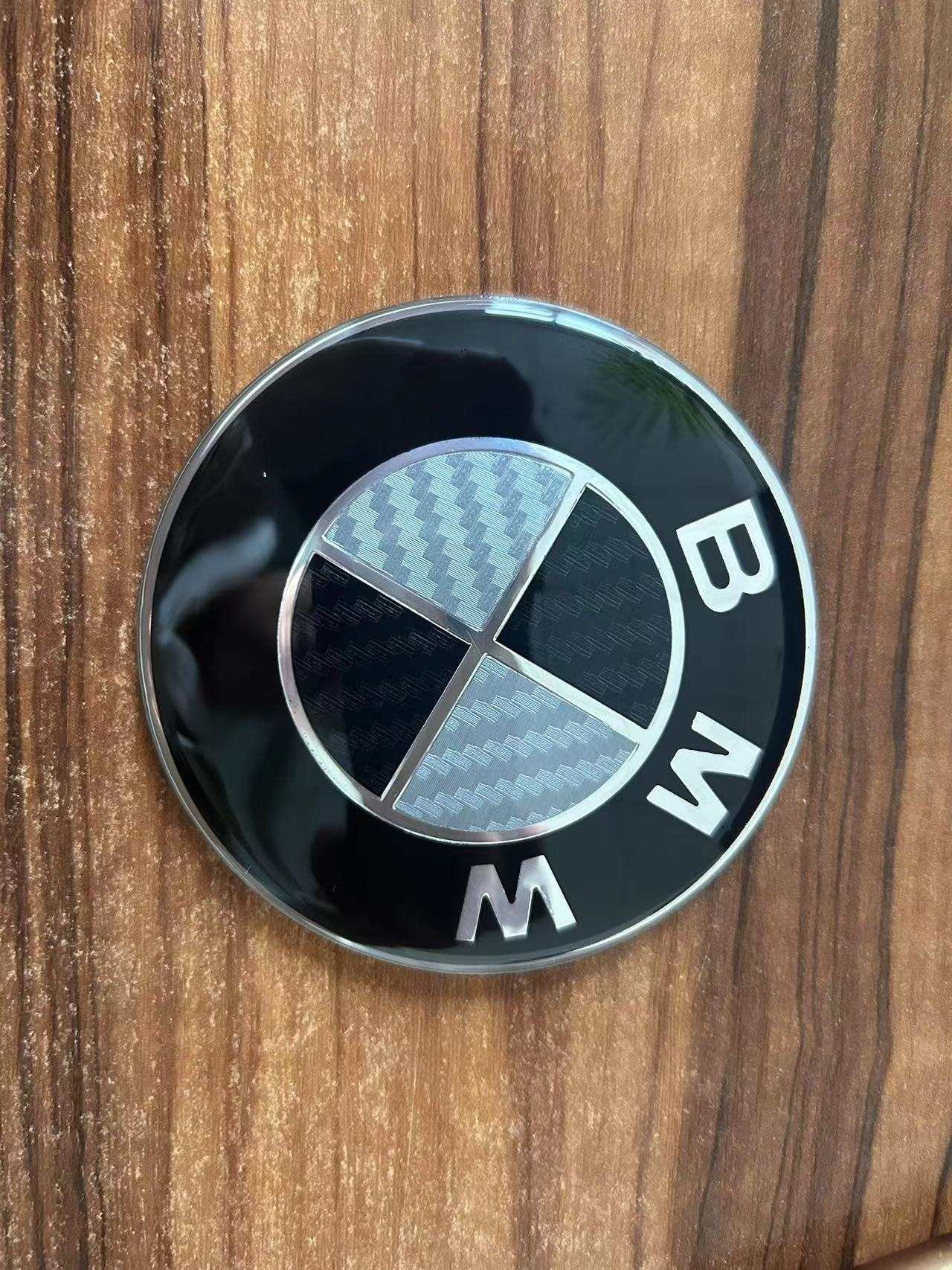 BMW EMBLEM 82MM NEW Badge Hood Carbon Black M Performance 1/3/5/6/7/8/X ...