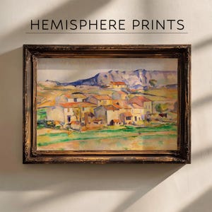 Impressão de paisagem de vila provençal, arte de parede vintage do interior da França, download digital de decoração rústica para casa - A027