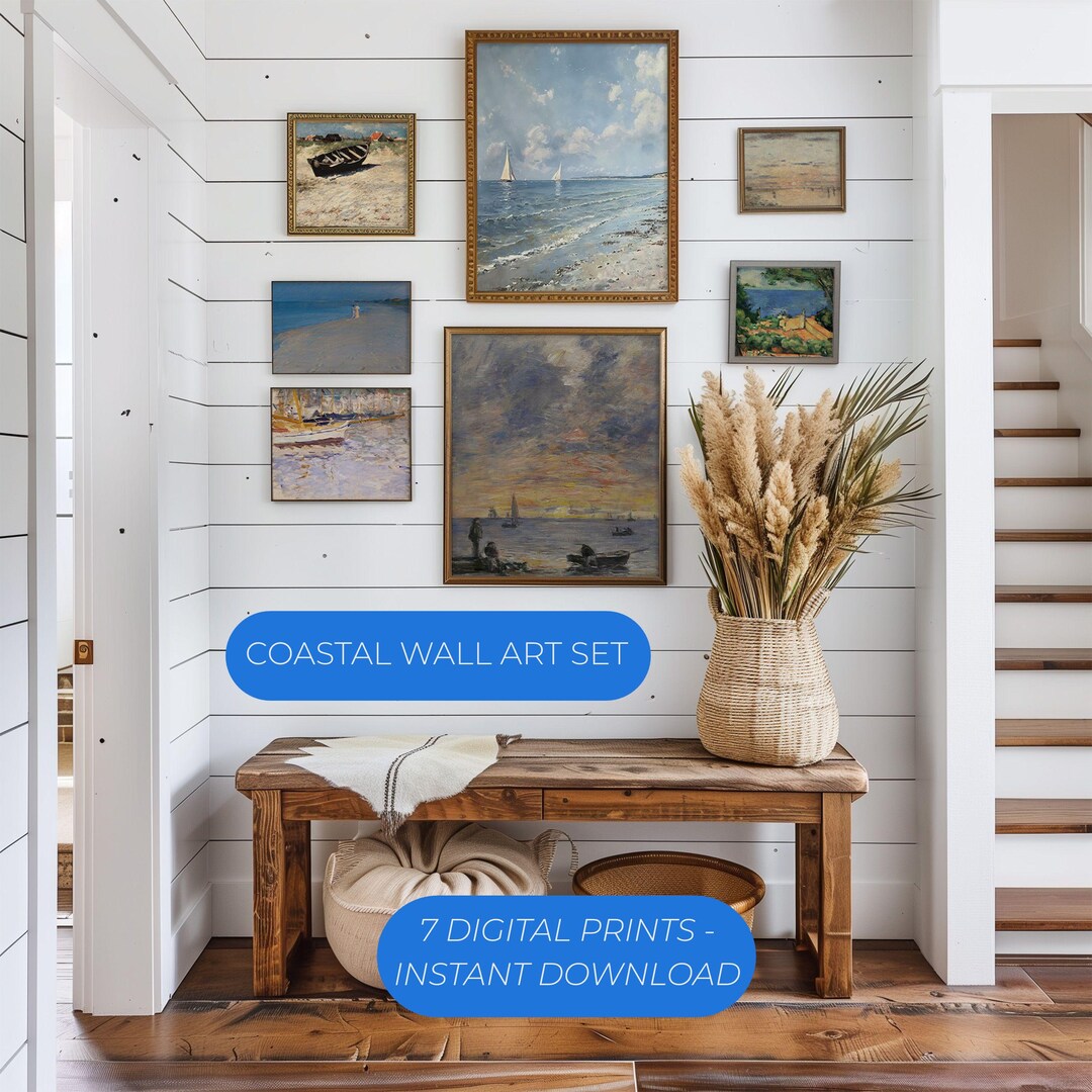 Coastal Wall Art Set of 7 Prints | Beach House Decor Bundle | Ocean ...