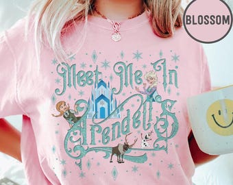 Camiseta retro de Elsa Frozen, camiseta de princesa Disney, camiseta de Disney Frozen, Meet Me In Arendelle, camiseta de princesa Elsa Anna, camiseta de Elsa Anna Olaf