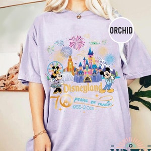 Retro Micky und Freunde Disneyland 70-jähriges Jubiläum 1955-2025 Hemd, Disneyland Familienurlaub 2025 Hemden, Platin Feier T-Shirt