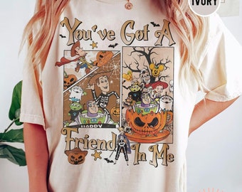 Vintage Toy Story Halloween Comfort Colors Shirt, You've Got A Friend Shirt, Disney Trip 2024 Halloween Shirt, Woody Buzz Lightyear Shirt