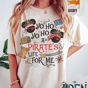 Retro Yo Ho Yo Ho A Pirate&#39;s Life For Me Shirt, Vintage Disney Pirates of Caribbean Comfort Color Shirt, Mickey and Minnie Disney Cruise Tee