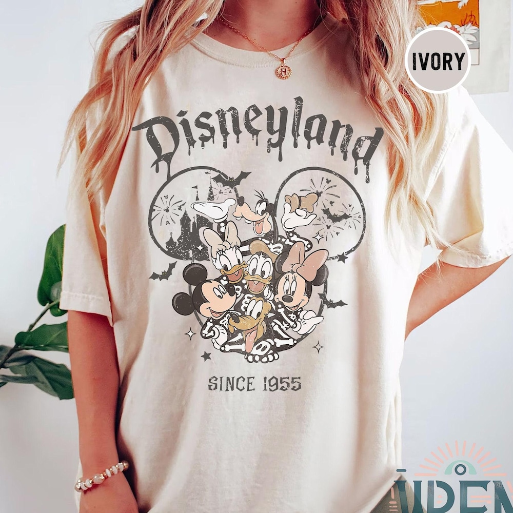 Disney Skeleton Vintage Disneyland Halloween Shirt, Retro Mickey And Friends Skeleton Shirt, Disney Skeleton Shirt, 2024 Halloween Matching Family Shirts Halloween Party 2024