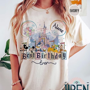 パーソナライズされたミッキーと仲間たちの最高の誕生日シャツ、ディズニーの誕生日シャツ、誕生日マッチングTシャツ、レトロなWDW誕生日シャツ、マジカルバースデー