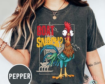 Vintage Boat Snack Hei Hei Comfort Color Shirt, Disney Snacks Shirts, I'm Here For The Snacks Shirt, Disney Moana Shirt, Moana Chicken Shirt