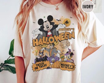 Vintage Disney Halloween Shirt, Mickey Mouse Pumpkin Halloween Shirt, Mickey And Friends Halloween Holiday Tee, Disney Halloween 2024 Shirt