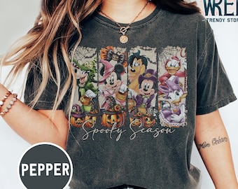 Vintage Disney Mickey and Friends Spooky Season Shirt, Disney Mickey Halloween Tee, Disney Friends Pumpkin Shirt, Disney Halloween Party Tee