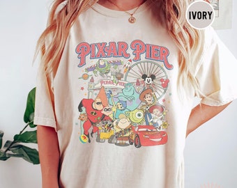 Camisa retro Pixar Pier Disneyland, Camisa Disneyland Pixar Fest 2024, Encuéntrame en Pixar Pier Personajes de Disney Pixar, Camisa Disneyland Trip