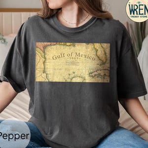 vintage Comfort Colors® Gulf of Mexico Map Lover shirt, chemise du golfe du Mexique, t-shirt de la côte du golfe du Mexique, t-shirt américain du golfe du Mexique, t-shirt de la fierté du Mexique