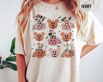 Vintage Mickey And Friends Halloween Shirt, Disney Pumpkins Shirt, Cute Fall Shirt, Disney Skeleton Halloween Shirt, Happy Halloween Tshirt