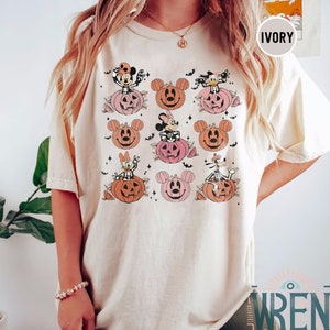 Vintage Micky und Freunde Halloween Shirt, Disney Kürbisse Shirt, süßes Herbst Shirt, Disney Skelett Halloween Shirt, Happy Halloween Tshirt