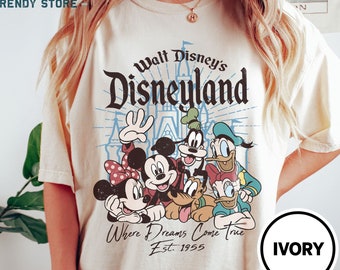 Vintage Walt Disney's Disneyland Est 1955 Where Dreams Come True Shirt, Retro Disney Castle Shirt, Mickey and Friends, Disney Trip Shirt