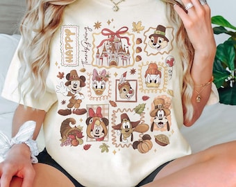 Vintage Micky und Freunde Thanksgiving Shirt, Disney Herbst Komfort Farben T-Shirt, Disney Mickey Thanksgiving Party 2025, Disney Herbst Shirt