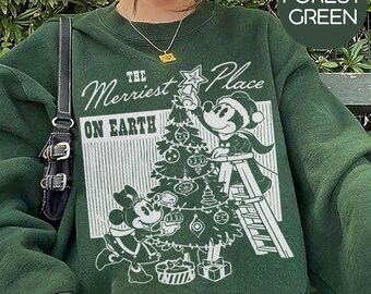Mickey Mouse and Friends The Merriest Place On Earth kerstshirt, Disney Mickey's Very Merry Xmas bijpassende Tee, Disneyland familiecadeau
