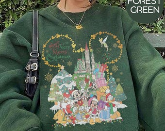 Camiseta retro "Muy Feliz Navidad de Mickey 2025", sudadera a juego familiar de Disney, camiseta de Mickey y Minnie de Papá Noel, camiseta navideña de Disneyland
