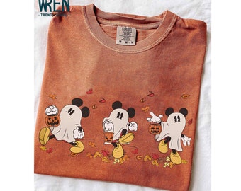 vintage chemise d'Halloween fantôme de Mickey Mouse, chemise d'Halloween Disney Mickey, chemise de la saison effrayante, t-shirt d'Halloween de Disneyland, jolie chemise d'automne