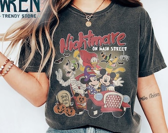 Vintage Mickey And Friends Nightmare On Main Street Shirt, Disneyland Halloween Shirt, Mickey Not So Scary Halloween Party, Halloween Gift