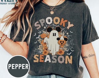 Mickey Ghost Spooky Season Comfort Colors® Camisa, Mickey Boo Camisa de Halloween, Calabaza Mickey, Camisa Disney Spooky, Camisa Disney Halloween