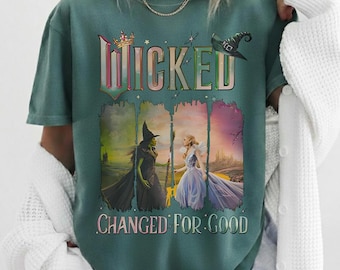 Vintage Wicked Changed For Good Comfort Colors Shirt, Defy Gravity Broomstick Magic Wand, Wizard Movie Fan Shirt, Wicked Musical Fan Gifts