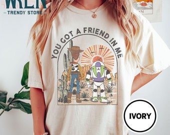 Camisa retro Tienes un amigo en mí, Camisa vintage de Toy Story, Camisa de Woody y Buzz Lightyear, Camisa de Disneyland, Camisa de viaje familiar de Disney