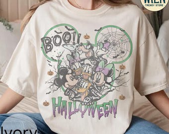 Vintage Micky und Freunde Halloween Shirt, Disney Halloween Shirt, Mickey nicht so beängstigend Halloween Party Shirt, Halloween Familienausflug Shirts