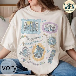 Retro kokette Bogen Disney Spukhaus Shirt, Willkommen alberne Sterbliche Hitchhiking Geist Disney Mädchen Reise Shirt, Girly Disney Halloween