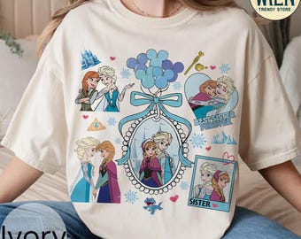 Lazo de coqueta retro Frozen, hermana de la princesa Disney Elsa Anna, color cómodo, cumpleaños de princesa, viaje de chicas Disney, mejores amigas con estética femenina