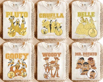 Camisa vintage, Camisa de Cruella de Vil, Camisa de Pluto, Camisa de Goofy, Camisa de vaquero del Sheriff Woody, Camisa de Mr. Potato, Camisa familiar de Disneyland